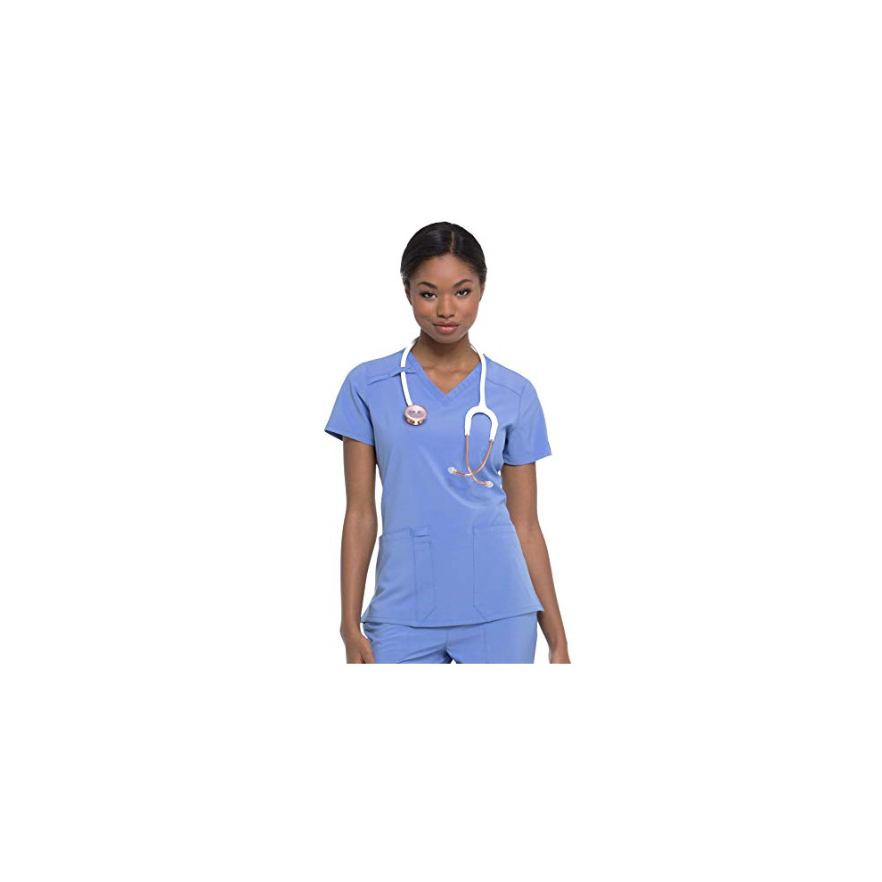 Dickies EDS Essentials Scrubs  V-Neck Womens Tops with Four-Way Stretc