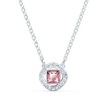 Swarovski Angelic Square Pendant Necklace with Pink and White crystal