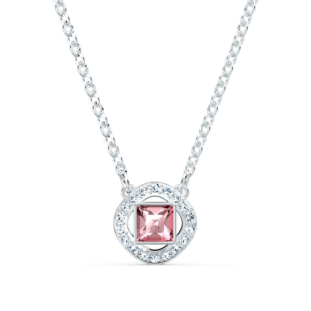 Swarovski Angelic Square Pendant Necklace  with Pink and White crystal