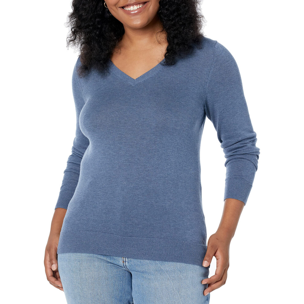 Amazon Essentials Women's Classic-Fit Lightweight Long-Sleeve V-Neck S