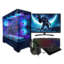 (6 RGB Fans , RTX3060 12GB) Gaming PC Bundle Intel Core i7 16GB Ram 1TB+256GB SSD RTX3060 12GB - 22" Monitor Full setup Light Speakers