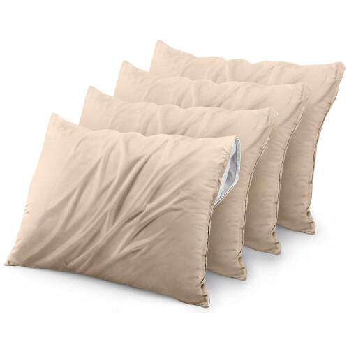 Utopia Bedding 4 Pack Fodere Impermeabili per Cuscini con Cerniera King Size (Beige)
