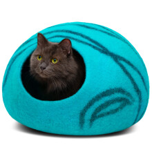 MEOWFIA Premium Felt Cat Bed Cave - Handmade 100% Merino Wool Bed for