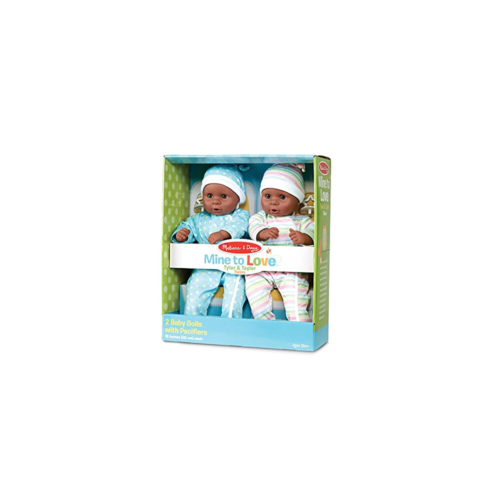 Melissa & Doug Mine to Love Twins Tyler & Taylor 15  Dark Skin-Tone Bo