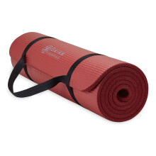 Gaiam Essentials tyk yogam?tte Fitness- og tr?ningsm?tte med Easy-Cinch-b?restrop R?d 72""""L X 24""""B X 2/5"" tyk