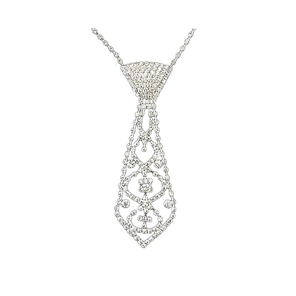 Trendy Pendant Necklace Copper Rhinestone Necktie Necklace Not,Specified