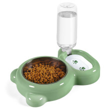 Azwraith Dog Bowls Cat Food and Water Bowl Set with Water Dispenser a