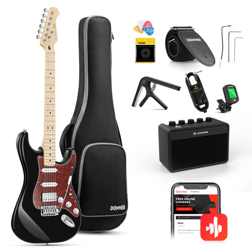 Donner  DST-152B 39 Electric guitar Kit HSS Pickup coil Split with Amp
