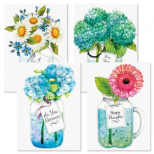 Mason Jar „Gute Besserung“-Grußkarten – 8er-Set (4 Designs), große 12,7 x 17,8 cm große Beileidskarten mit Gefühlen in weißen Umschlägen