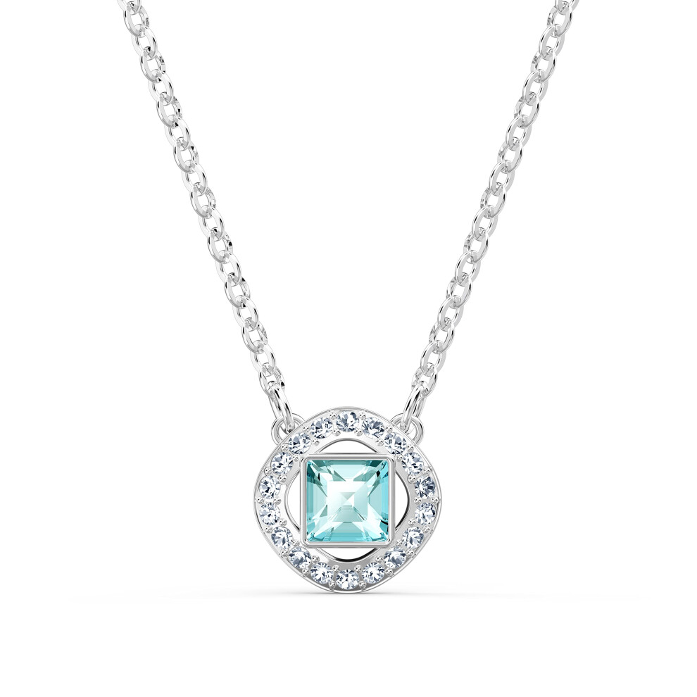 Swarovski womens Angelic Square Pendant Necklace  with Aqua and White