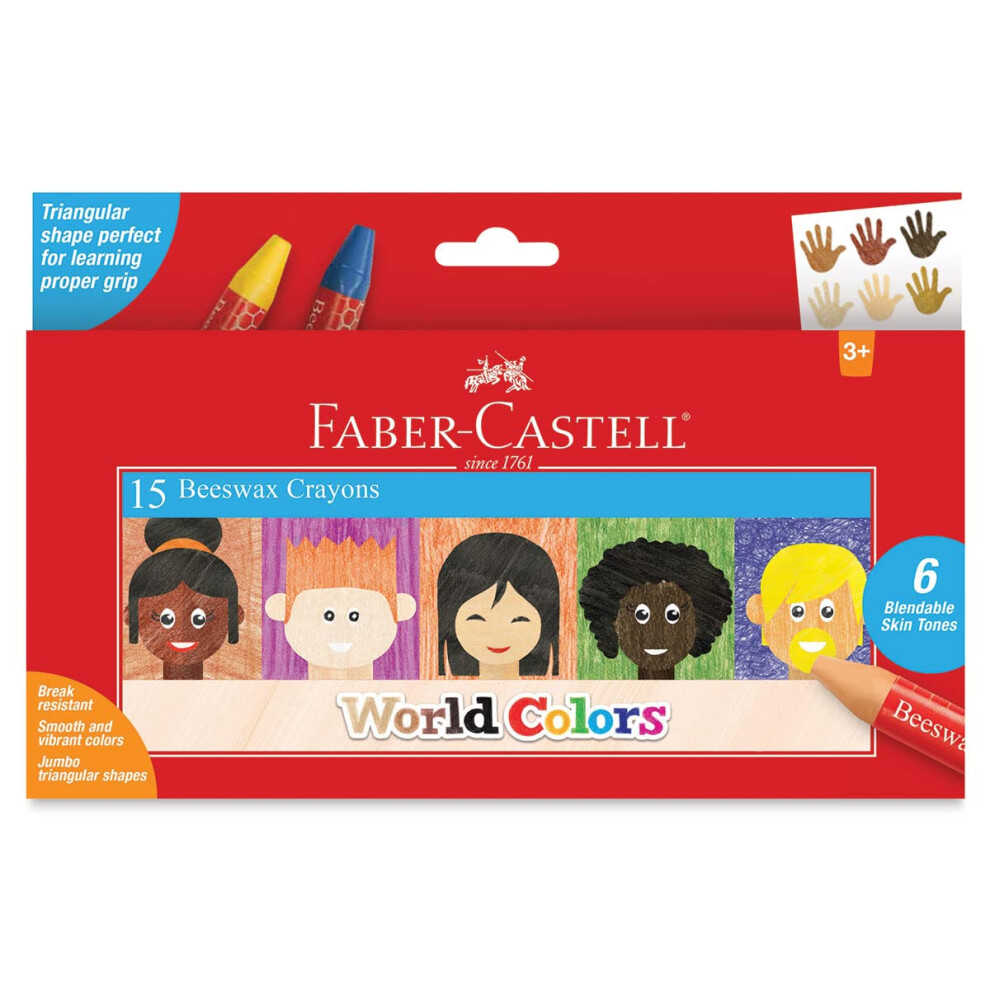 Faber Castell World Colors Beeswax Crayons - 15 Count  9 Traditional a