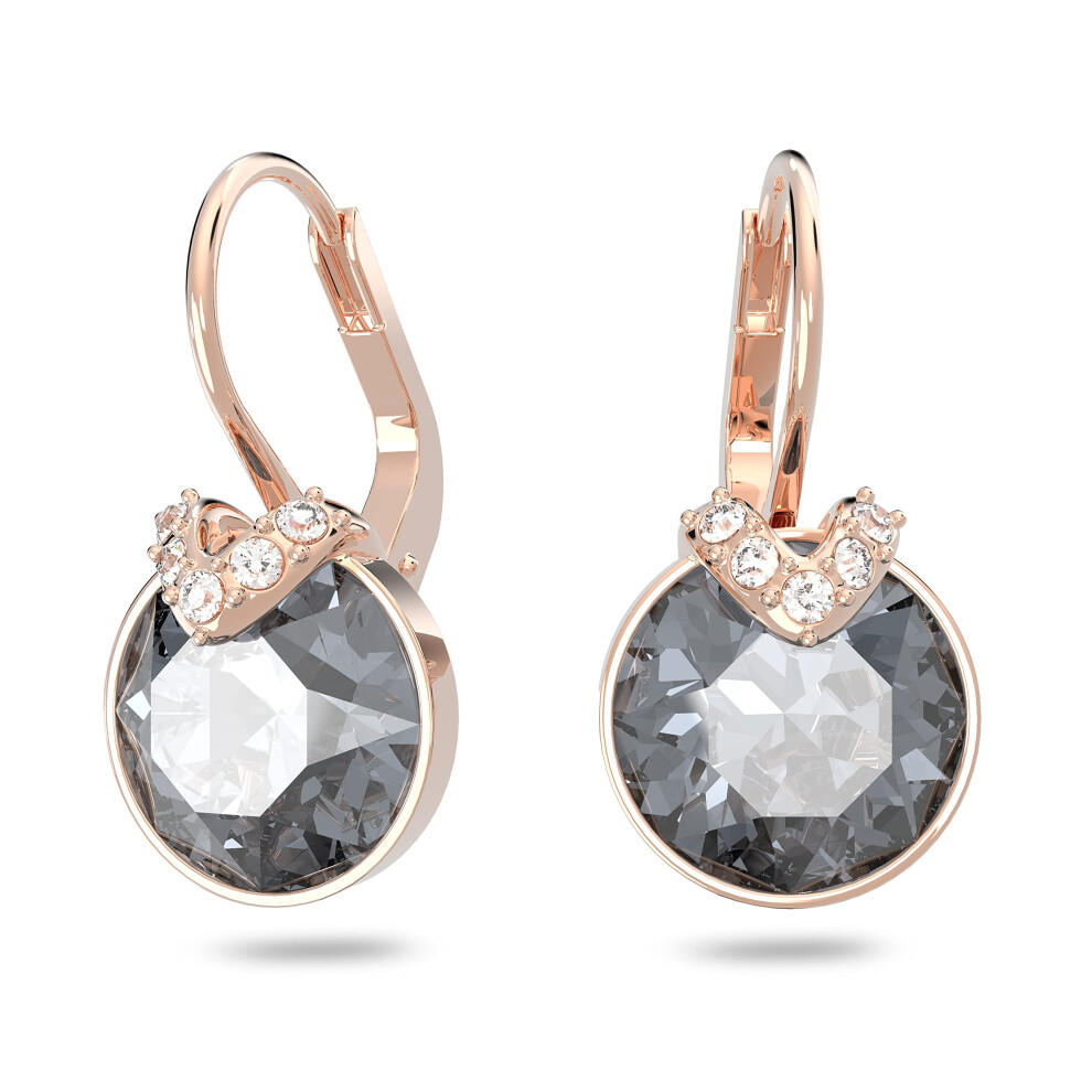 SWAROVSKI Pierced Earrings  Gray with V-Shaped Crystal Pav Accent on R