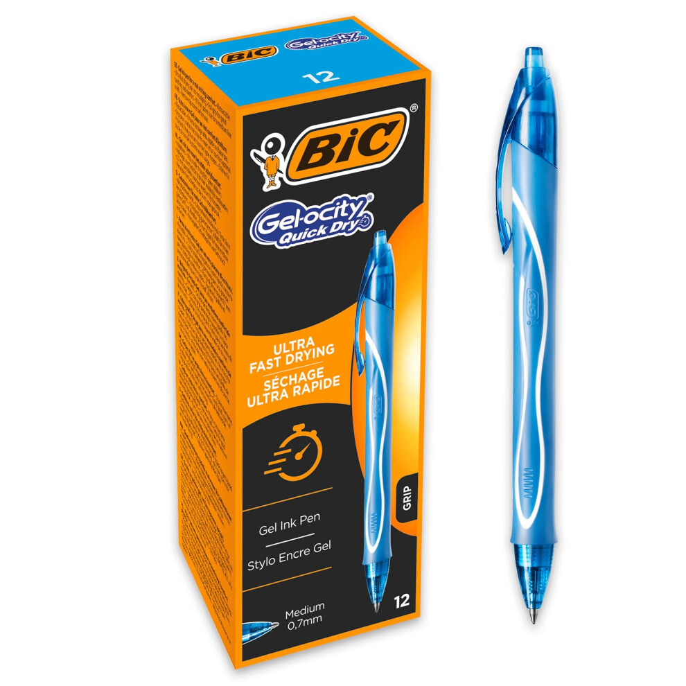 BIc gel-ocity Quick Dry gel Pens  Medium Point (07Amm)  Turquoise  Box