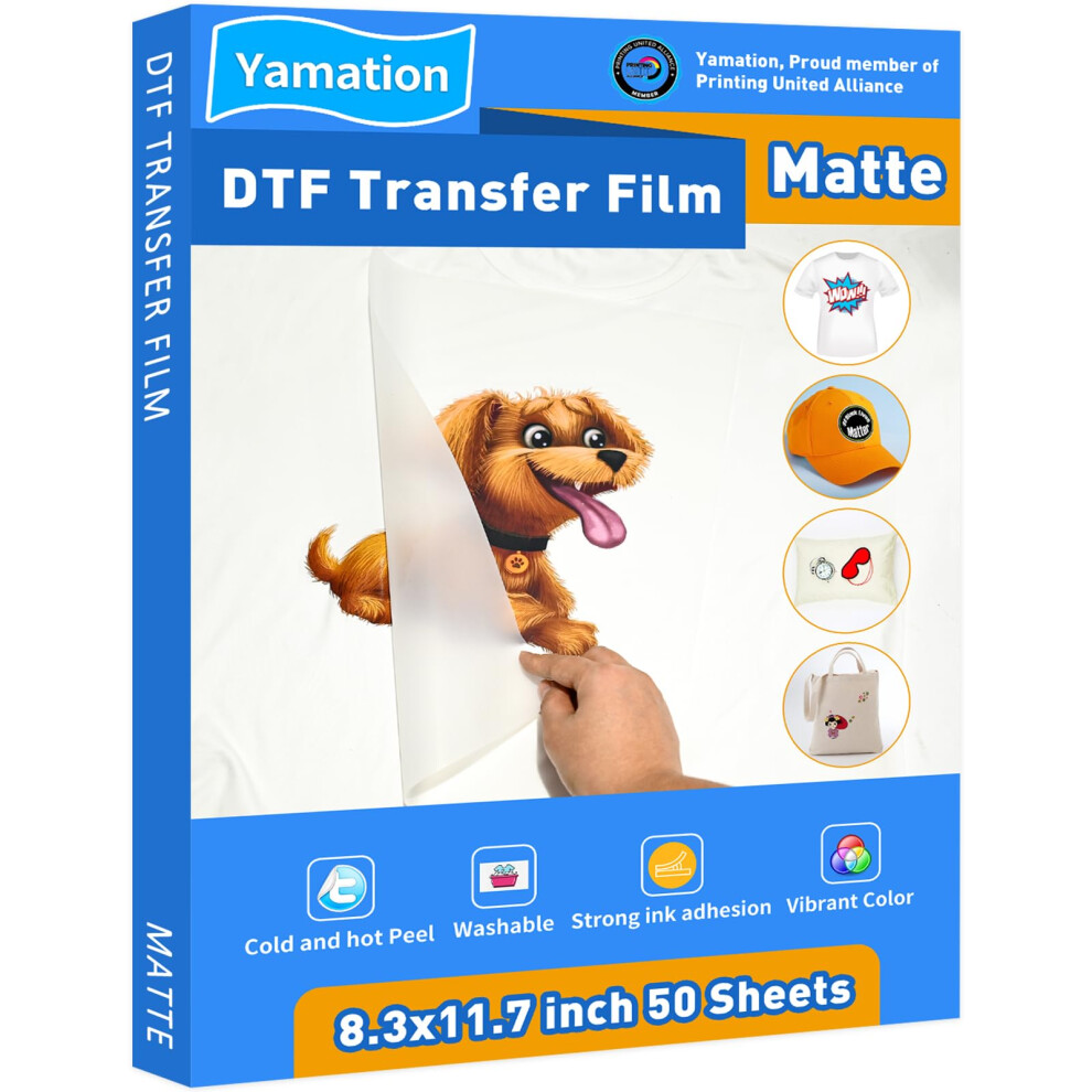Yamation DTF Transfer Film: A4 (8.3"" x 11.7"") 50 Sheets Premium Doub