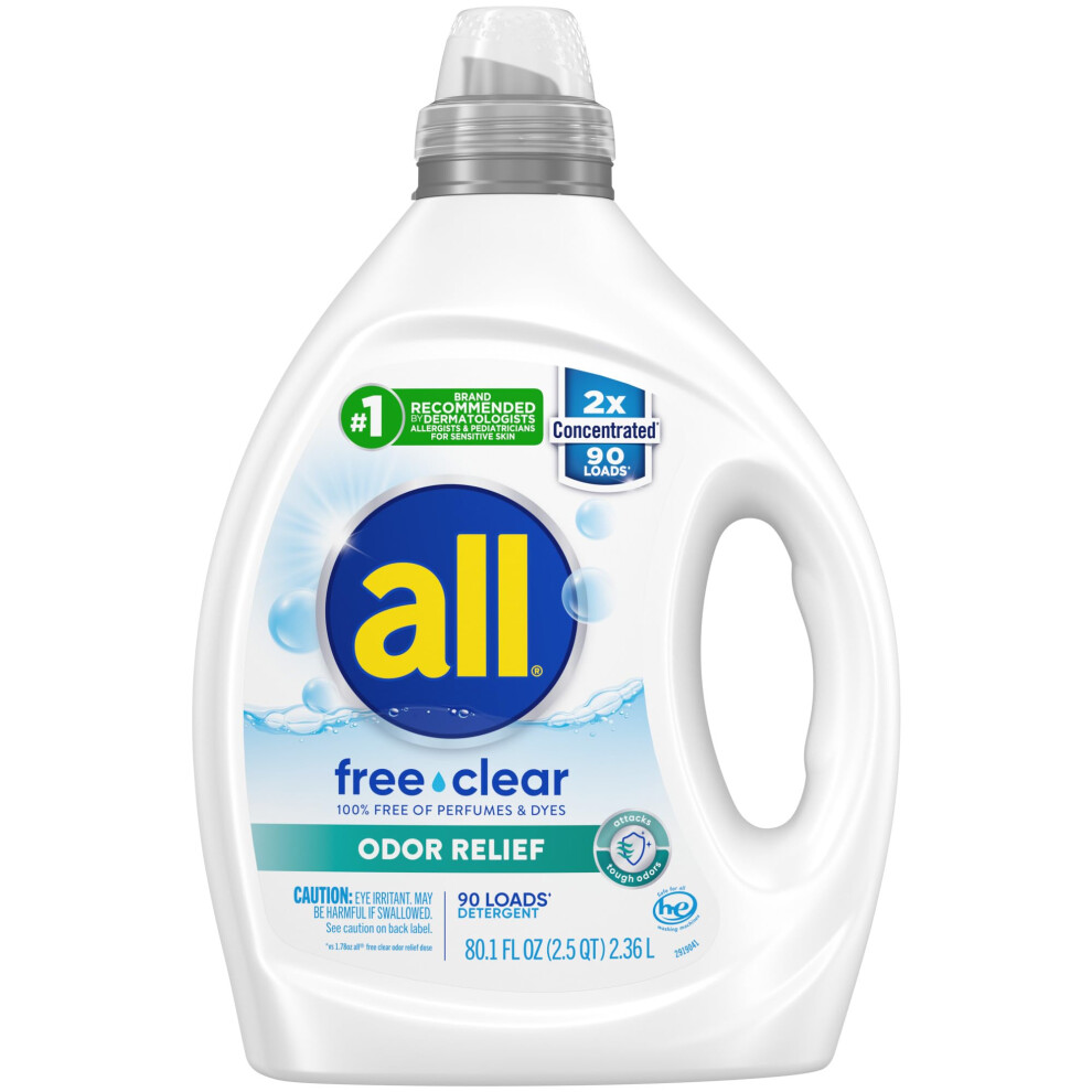 all Laundry Detergent Liquid  Free Clear for Sensitive Skin  Odor Reli