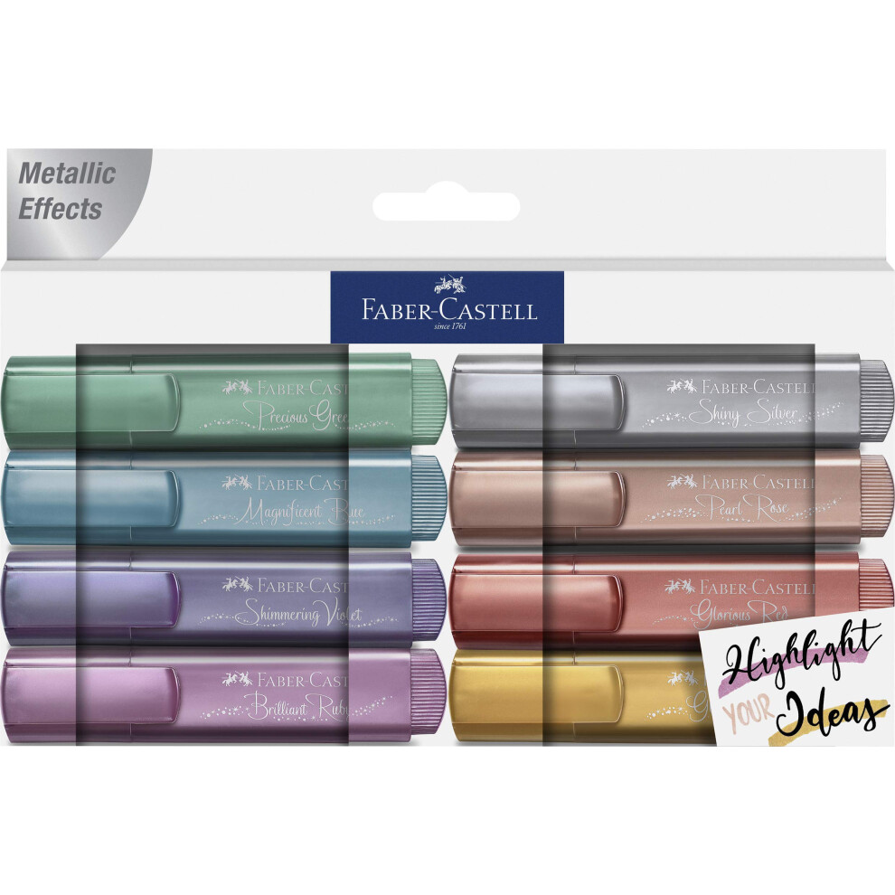 Faber-Castell Metallic Highlighter Set - Assortment of 8 Subtle Glitte