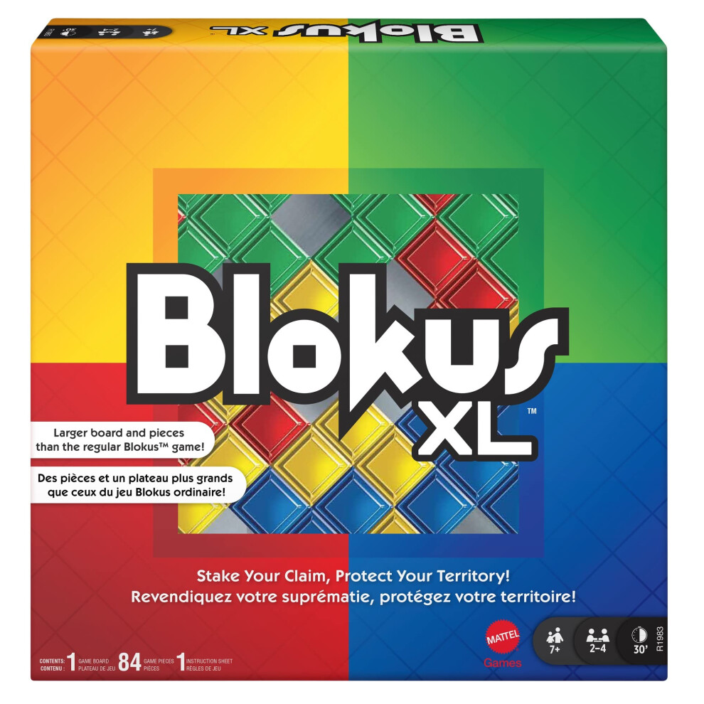 Mattel Games Blokus XL Board Games for Family Night  Brain Games for 2