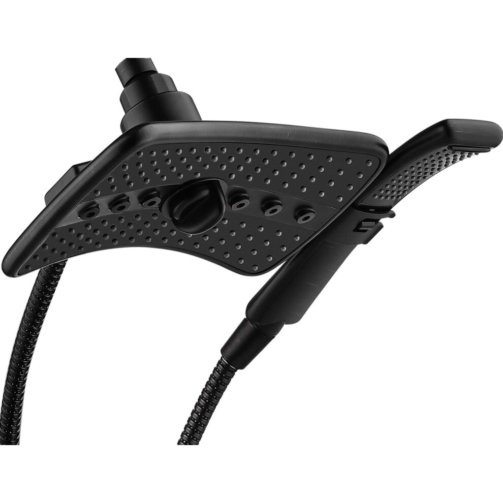 Bright Showers Set Soffione Doccia A Quattro Getti, Finitura Bronzo Lucidato A Olio E Finitura Nera, Con Tubo Flessibile In Acciaio Inox Lungo 152,4 Cm-image