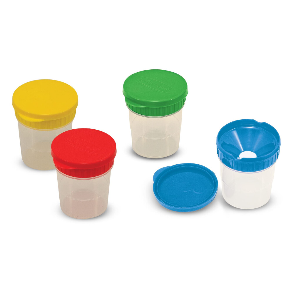 Melissa & Doug Spill-Proof Paint Cups - 4-Pack  Airtight Seal  Snap Li