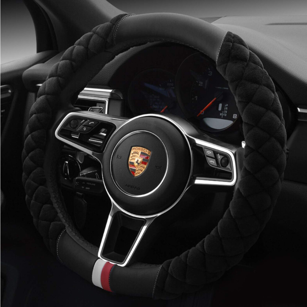 Haokay Fluffy Steering Wheel Cover Soft, Short Plush Steering Wheel Cover For Men And Women With Universal 14.5-15 Inch Black 778365153135
