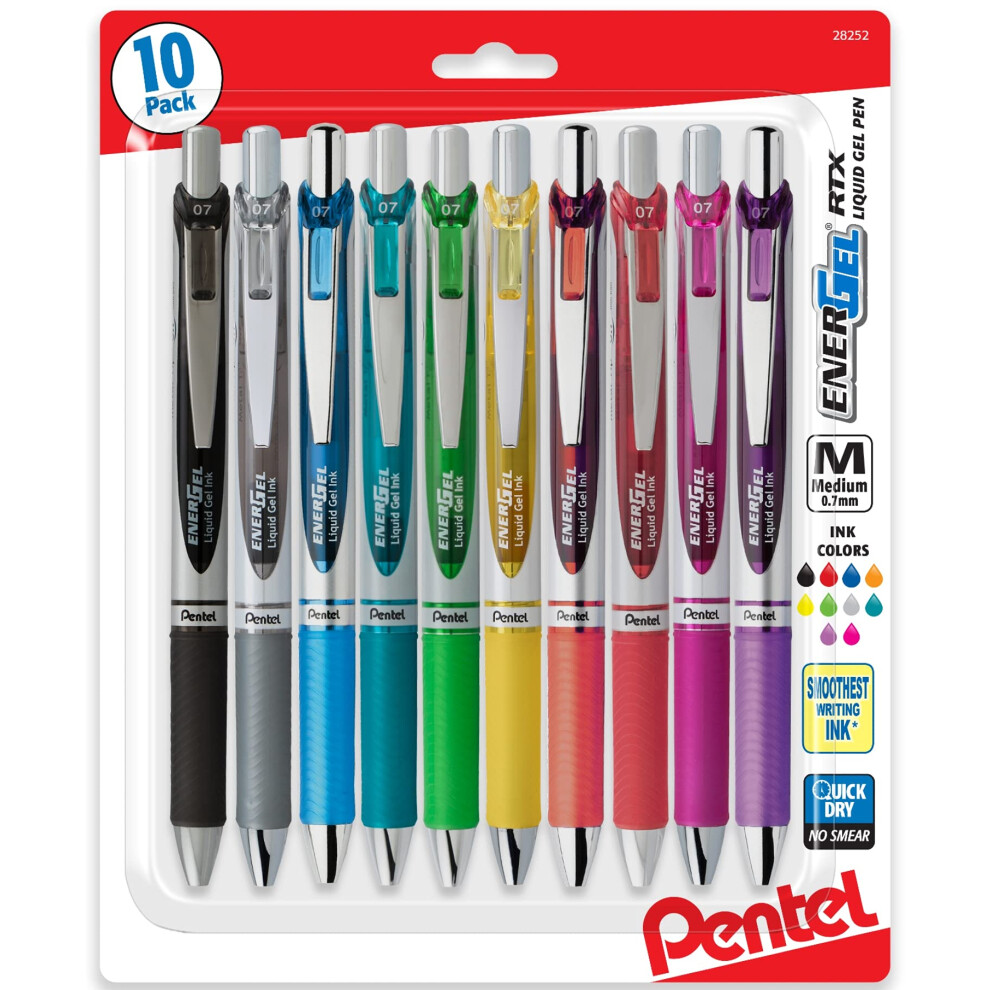 Pentel EnerGel 0.7 MM RTX Retractable Liquid Gel Pen  10 Pack of New A