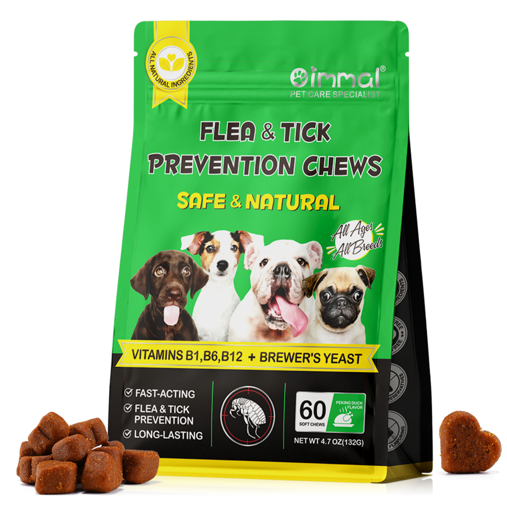 (60 Treats) Flea and Tick Soft Chews Treats for Dogs Natural Ingredients Daily Treatment