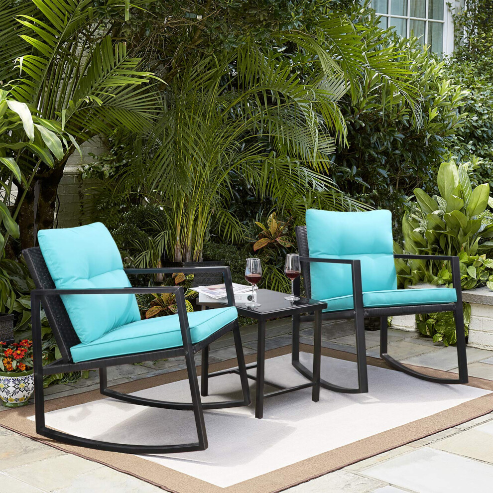 Greesum 3 Pieces Rocking Wicker Bistro Set Patio Outdoor Furniture Co