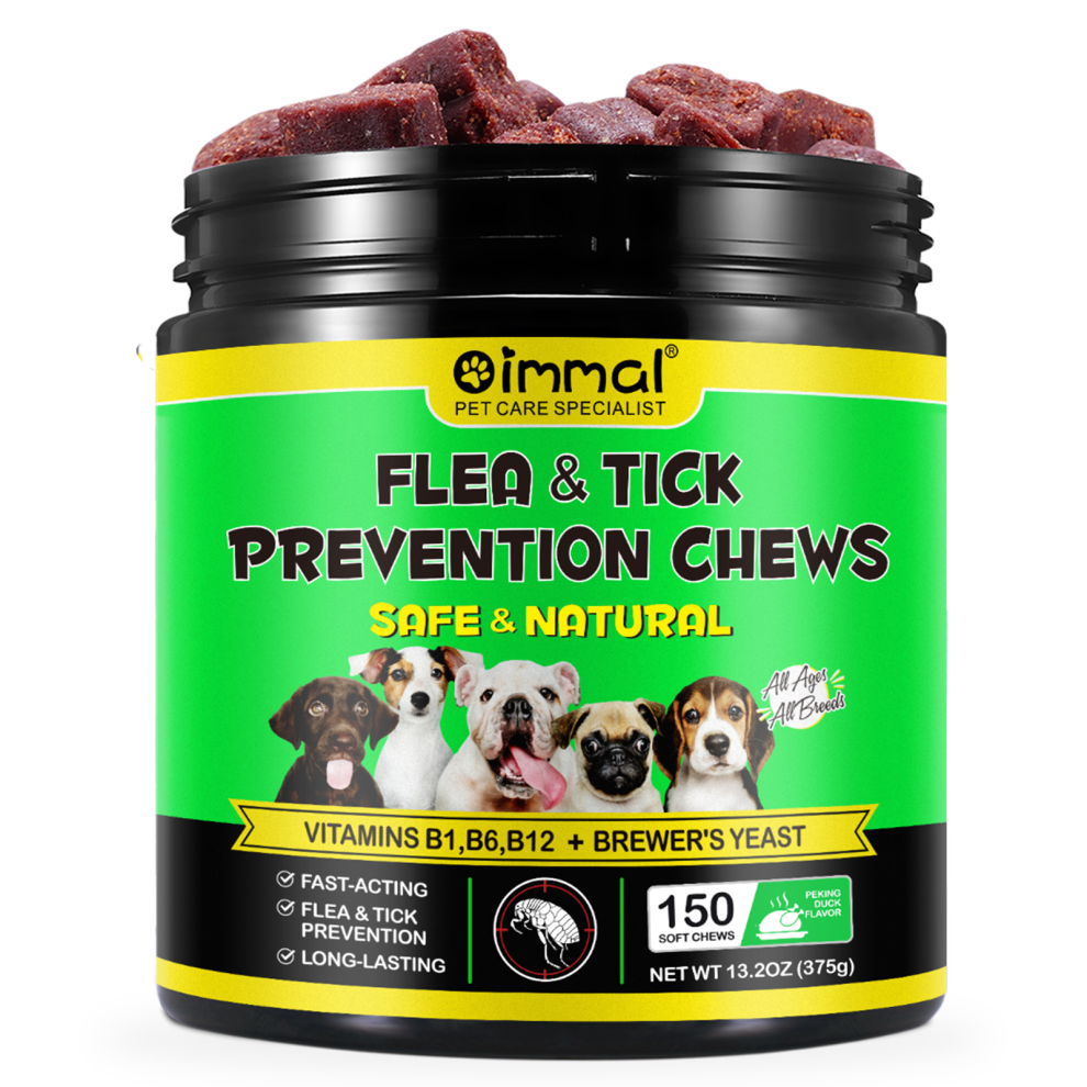 Oimmal (150 Treats) Flea And Tick Soft Chews Treats For Dogs Natural Ingredients Daily Treatment
