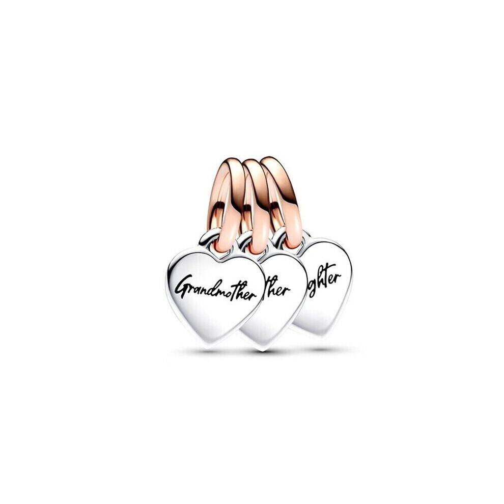 (Triple dangle mother daughter, granddaughter dangle) 925 Sterling silver charm fits in pandora bracelet