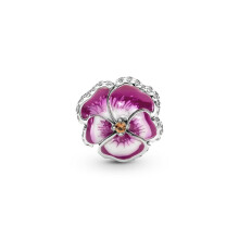 (pansy flower pink ) 925 Sterling silver charm fits in pandora bracelet