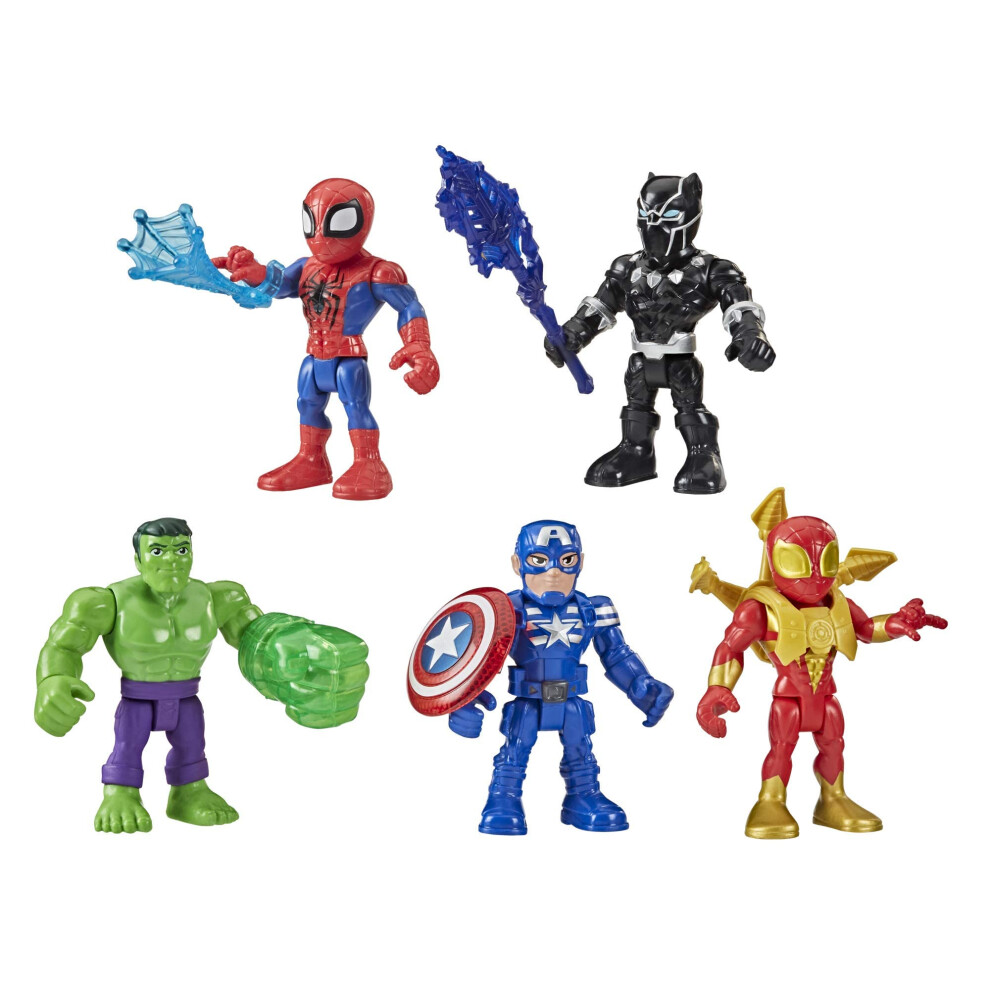 Marvel Super Hero Adventures 5-Inch Action Figure 5-Pack  Includes Cap