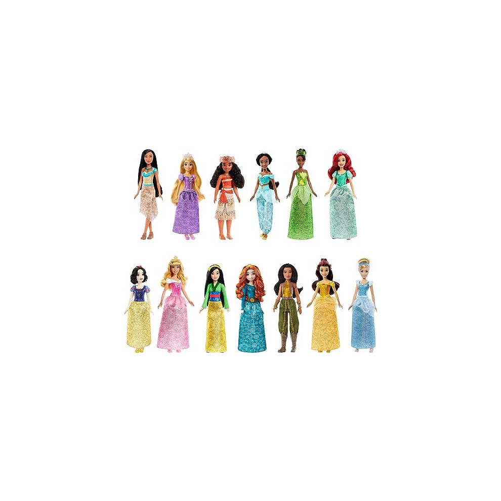 Disney Princess Fashion Doll gift Set with 13 Dolls in Sparkling cloth