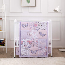 La Premura Pastel Purple Butterfly Baby Nursery MiniPortable crib Bedd