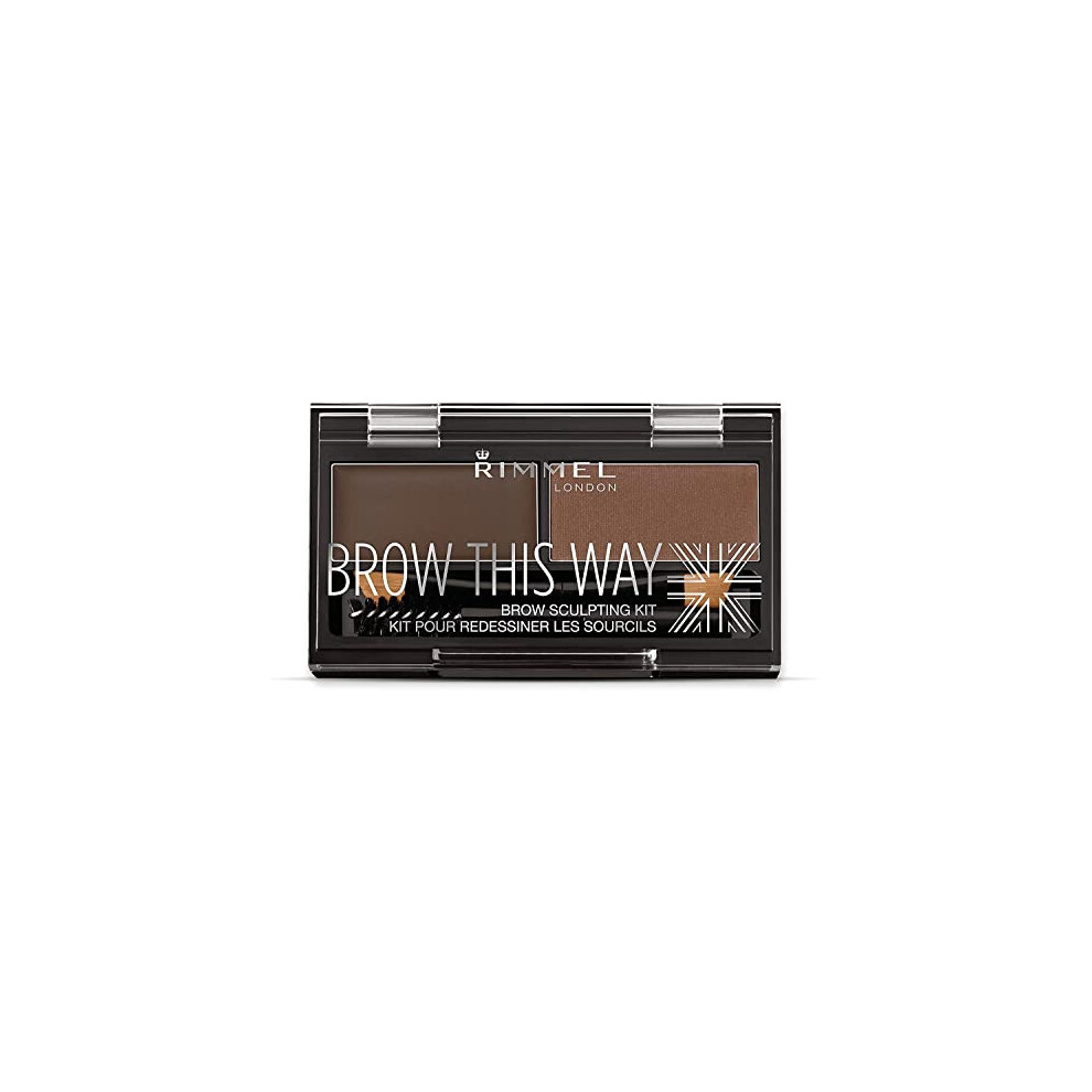 Rimmel Brow This Way Sculpting Kit  Dark Brown  Powder 004 oz  Wax 003