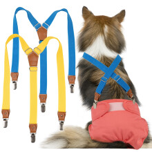 Bl?de hundeseler til k?ledyr 2 stk. Ble-seler til hunde til hunde Bleholder-seleholder til hundesk?rt Kjole bleer (guld og bl? M/L)