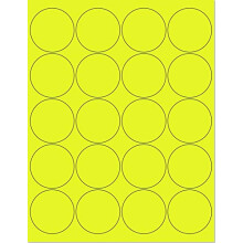 NextDayLabels - 100 Vellen, 8-1/2 x 11 Fluorescerende Labels voor Laser & Inkjet (Geel, 2" Rond - 20 Per Vel, 2000 Labels