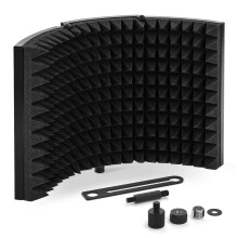 TONOR Microphone Isolation Shield Studio Mic Sound Absorbing Foam Reflector for Any Condenser Microphone Recording Equipment Studio Black