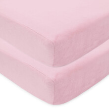American Baby Company 2-Pack Heavenly Soft Chenille Crib Sheet 28" x 52", Warm Cozy Neutral, Pink