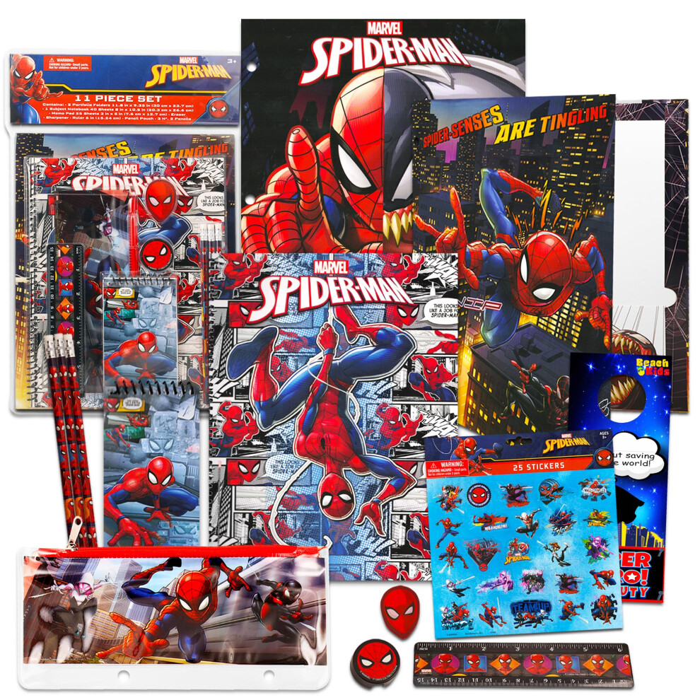 Marvel Spiderman School Supplies Set - Bundle With Spiderman Folder  N