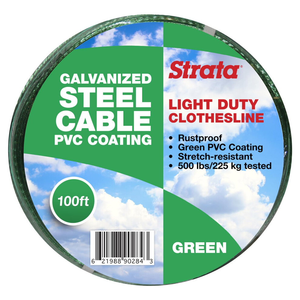 Strata 100 Feet Clothesline Outdoor Heavy Duty Galvanized Wire Steel C