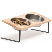 FUKUMARU Elevated Cat Bowls 15 Tilted Raised Stainless Steel Bowl Sta