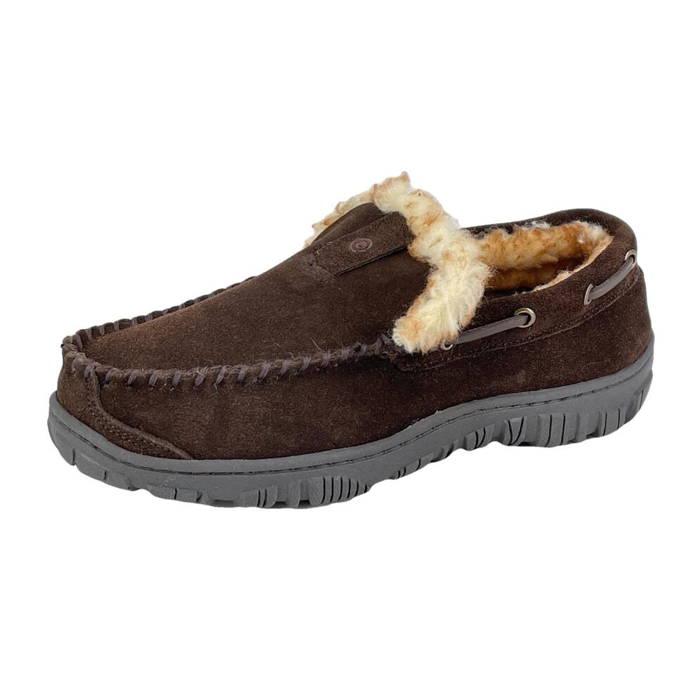 Clarks Mens Suede Venetian Moccasin Slipper A345001 - Warm Plush Faux