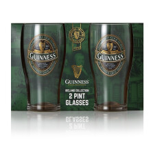 Guinness Stout Beer Glass Green Ireland Collection Twin Pack Official
