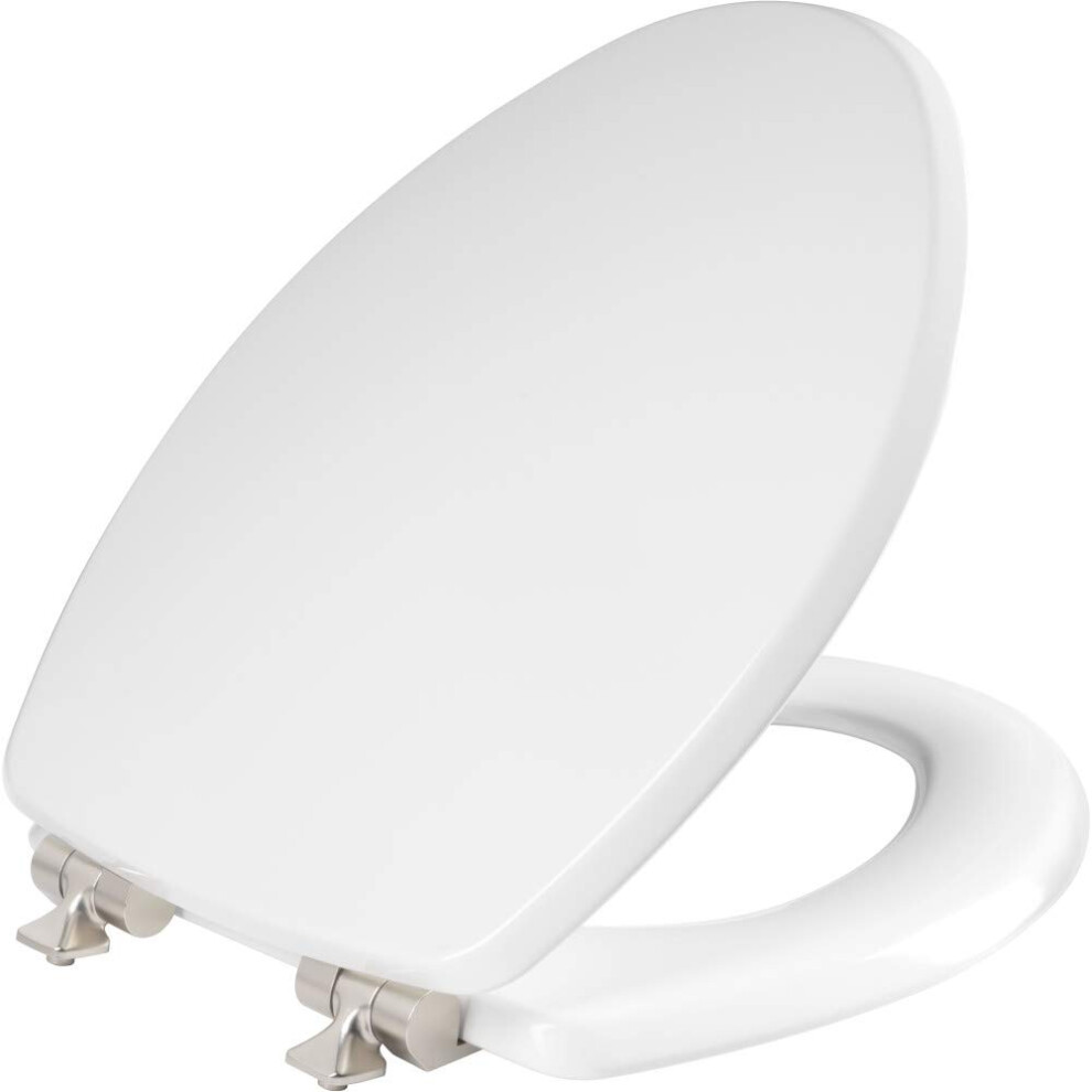 MAYFAIR 126NISL 000 Benton Toilet Seat with Brushed Nickel Hinges will