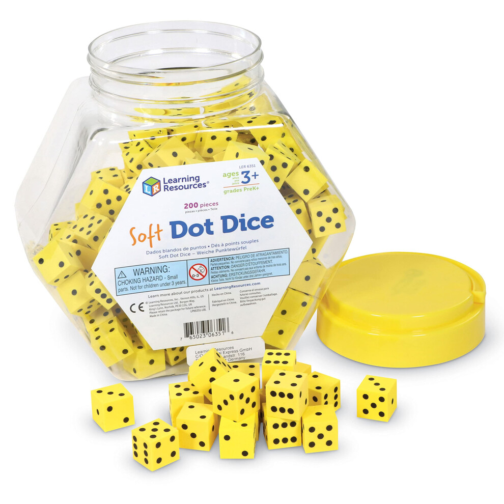 Learning Resources Hands-On Soft Dot Dice Bucket  Set of 200  Ages 3+