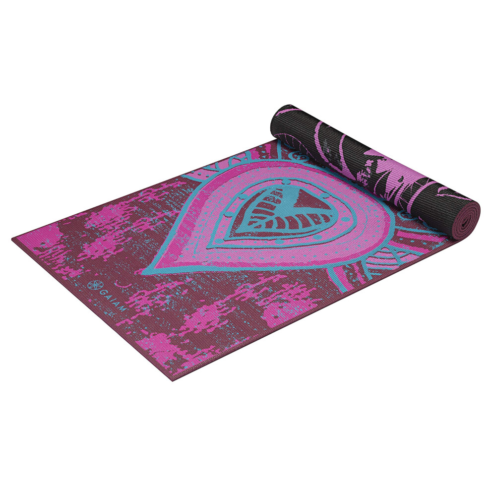 Gaiam Yoga Mat Premium Print Reversible Extra Thick Non Slip Exercise