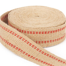 ZAIONE 10 Yards Width 2"" Roll Natural Burlap Red Line Jute Webbing Ri