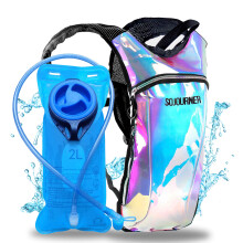 SOJOURNER Hydration Pack Ryggsck - 2L vattenblsa ingr fr festivaler Raves Fotvandring Cykling Klttring Lpning och mer (Iriserande - Bl)