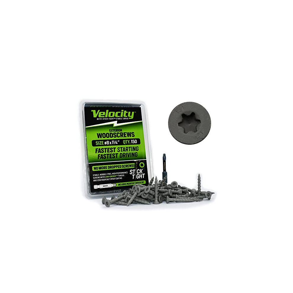 Velocity Exterior Wood Screw DIY Pack- 150 Wood Screws  Made with Carb