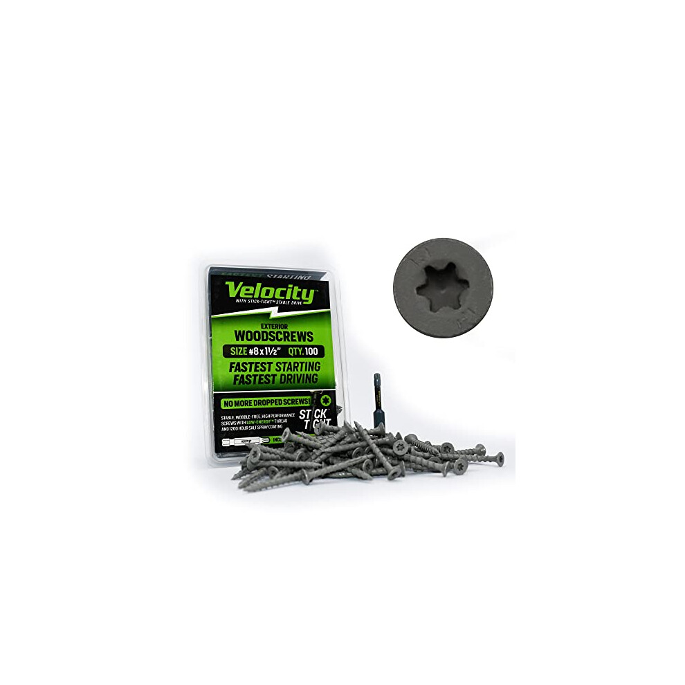 Velocity Exterior Wood Screw DIY Pack- 100 Wood Screws  Made with Carb